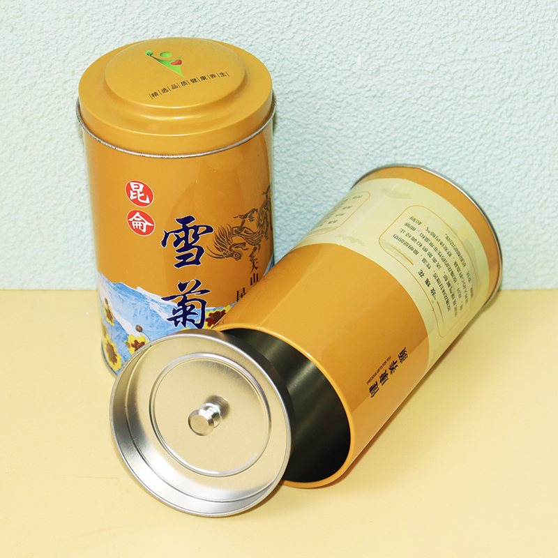 菊花茶農(nóng)產(chǎn)品圓形茶葉罐鐵盒  鐵盒包裝設(shè)計(jì)定制   馬口鐵盒